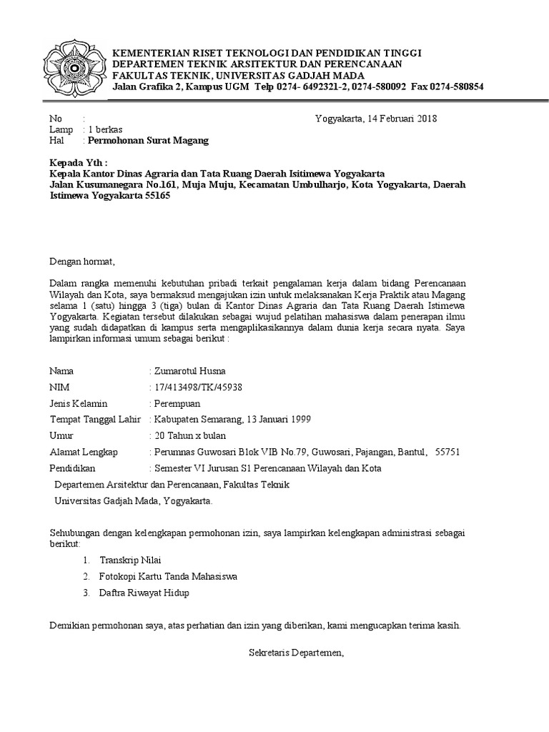 Surat Magang Mandiri | PDF