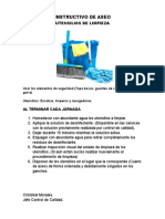 Instructivo de Limpieza de Utencilios