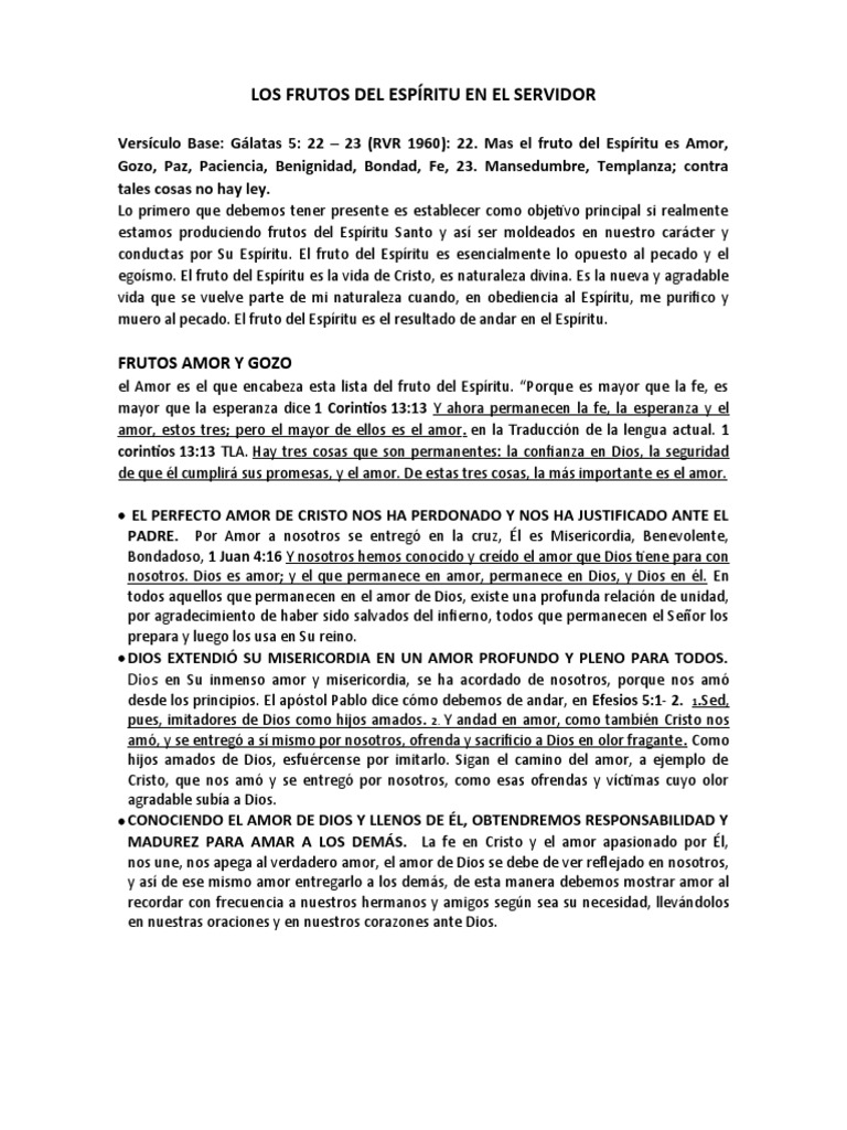 Los Frutos Del Espíritu en El Servidor | PDF | Cristo (título) | Amor