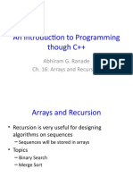 An Introduction To Programming Though C++: Abhiram G. Ranade Ch. 16: Arrays and Recursion