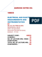 Vtu E-Learning Notes On:: Electrical and Electronic Measurements and Instrumentation