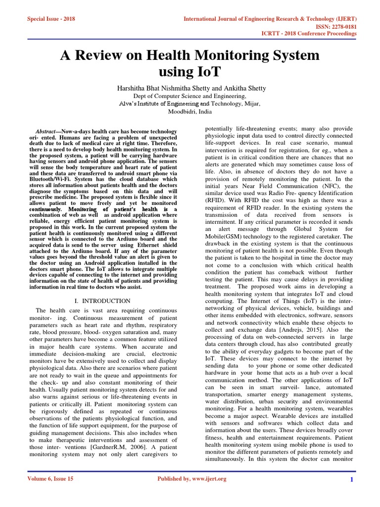 IoT-Based Health Monitoring System Review | PDF | Monitoring (Medicine ...