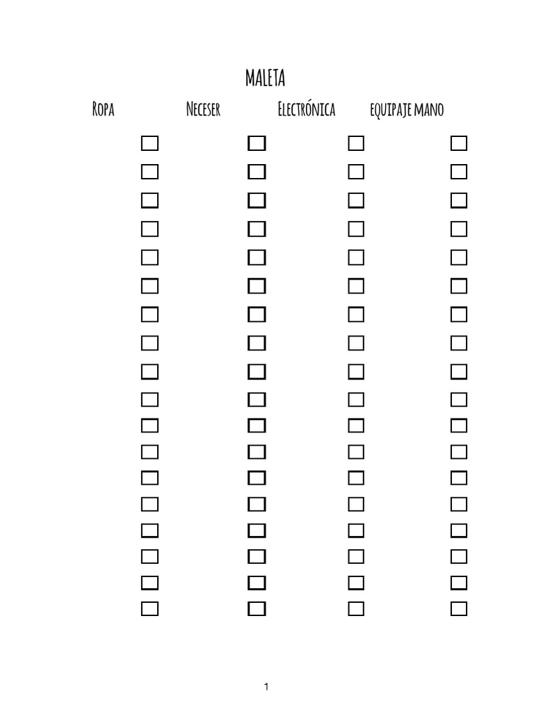 Checklist Maleta Vacio PDF | PDF