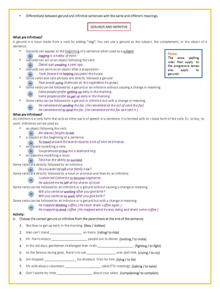 Guide 8 Gerunds and Infinitives | PDF | Verb | Object (Grammar)