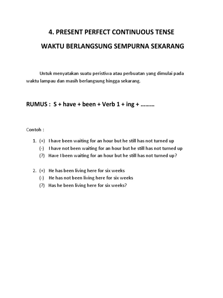 Present Perfect Continuous Tense Guide | PDF | Career & Growth ...