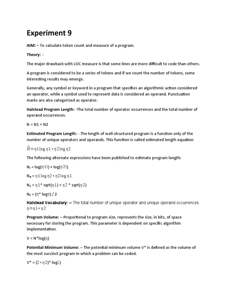 Experiment 9: N=η1 log η 1+η 2 log η2 | PDF | Logarithm | Computer ...