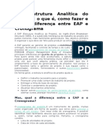 EAP (Estrutura Analítica Do Projeto) : o Que É, Como Fazer e Qual A Diferença Entre EAP e Cronograma