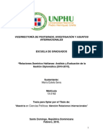 Relaciones Domínico Haitianas Análisis y Evaluación de La Gestión Diplomática (2010-2015)