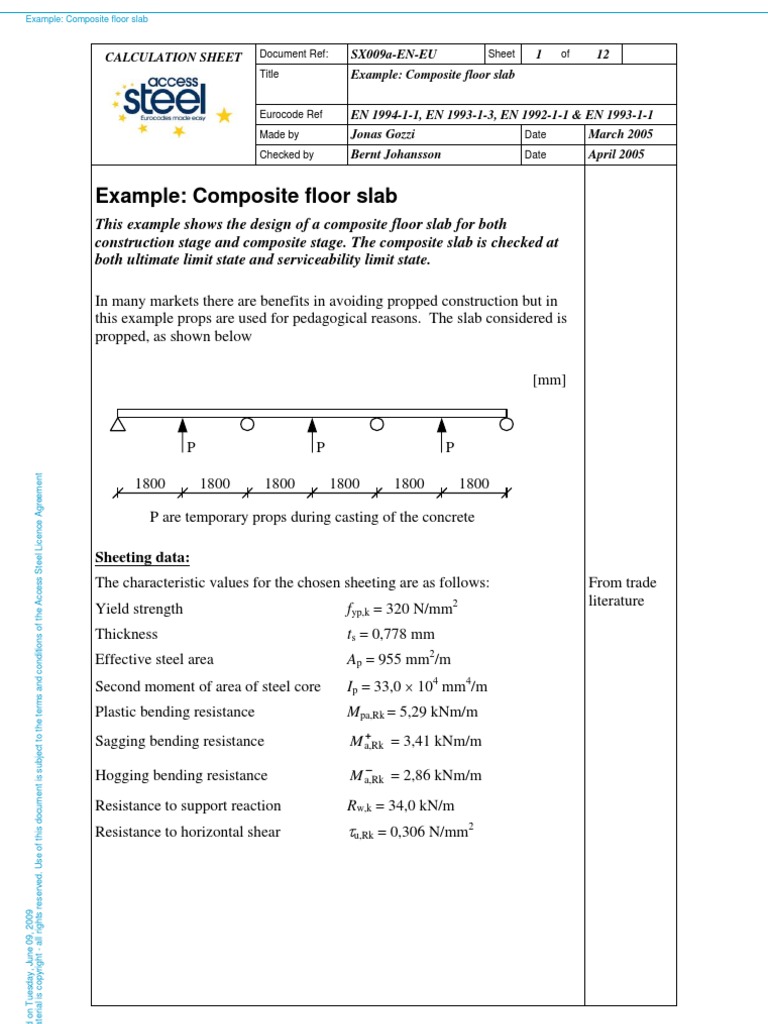 Example Composite Floor Slab Bending Composite Material