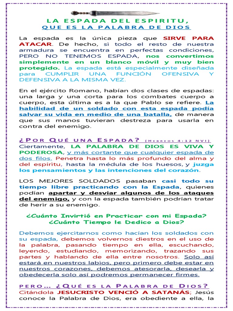 La Espada del Espíritu: La Palabra de Dios | PDF | Espada | Dios