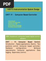 14EIT72 Instrumentation System Design UNIT-IV - Computer Based Controller