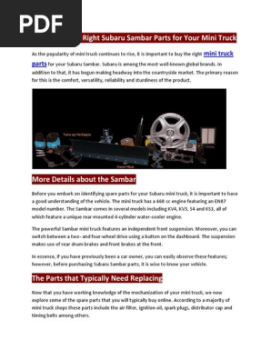 Essential Subaru Sambar Parts Guide | PDF | Truck | Private Transport