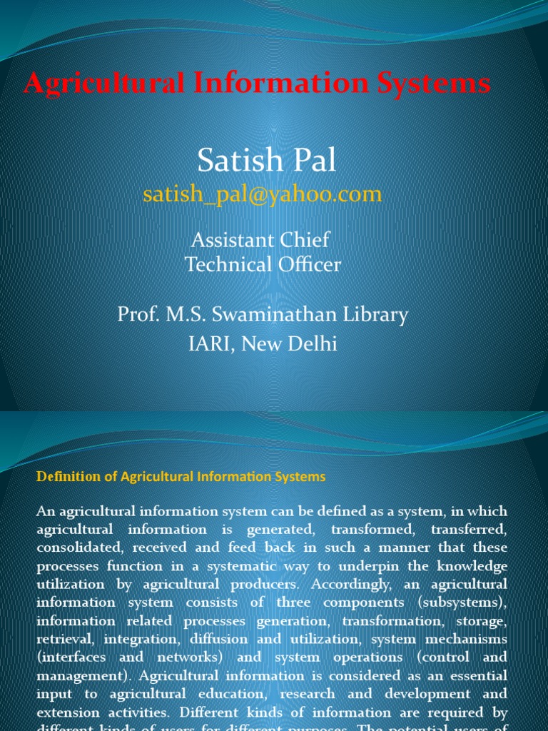Agricultural Information Systems Overview | PDF | System | Information ...