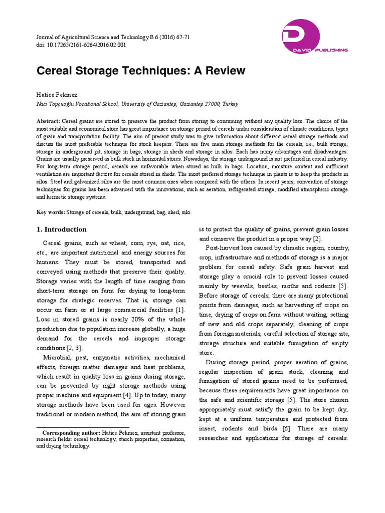 Cereal Storage PDF | PDF | Cereals | Warehouse