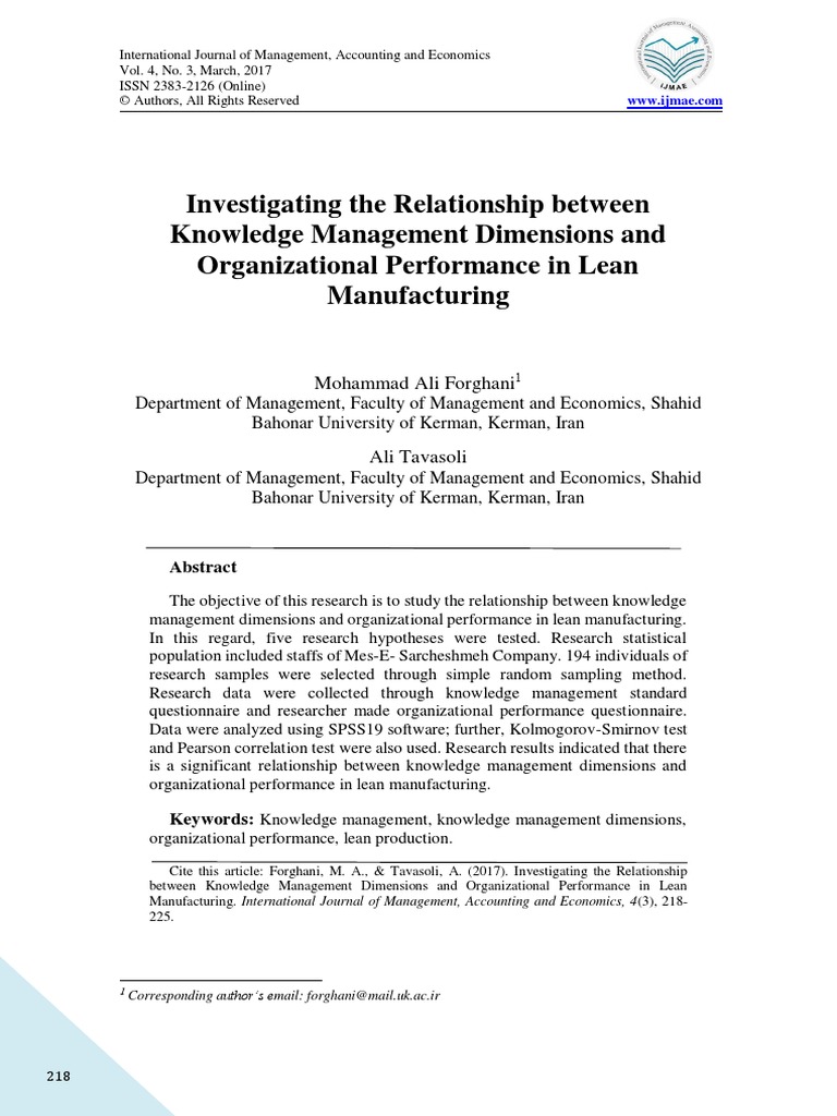 Investigating The Relationship Between Knowledge Management Dimensions ...