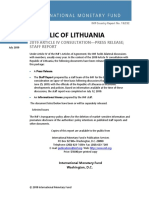 Republic of Lithuania: 2019 Article Iv Consultation-Press Release Staff Report