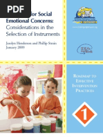 Screening For Social Emotional Concerns: Considerations in The Selection of Instruments January 2009