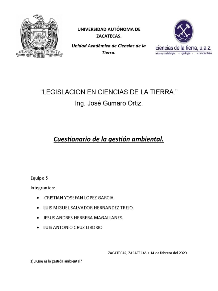 Gestión Ambiental y Legislación en Tierra | PDF | Entorno natural ...