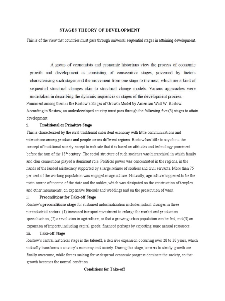 Rostow's 5 Stages of Economic Growth Model | PDF | Economic Growth ...