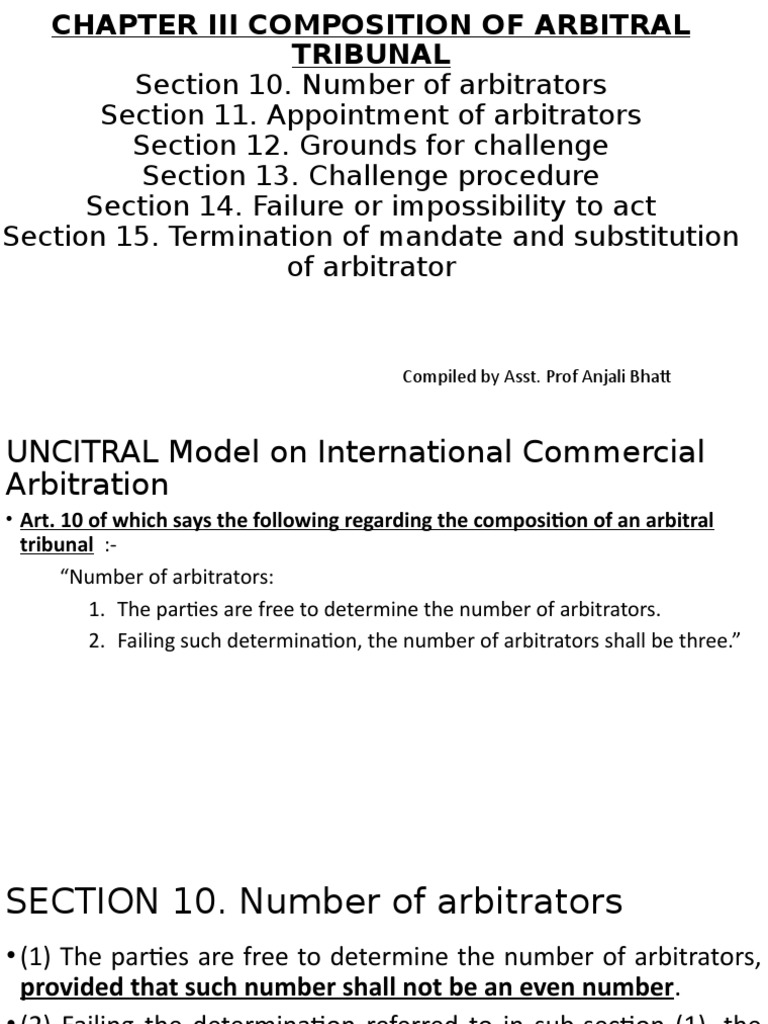 Composition of Arbitral Tribunal and Jurisdiction of Arbitral Tribunal ...