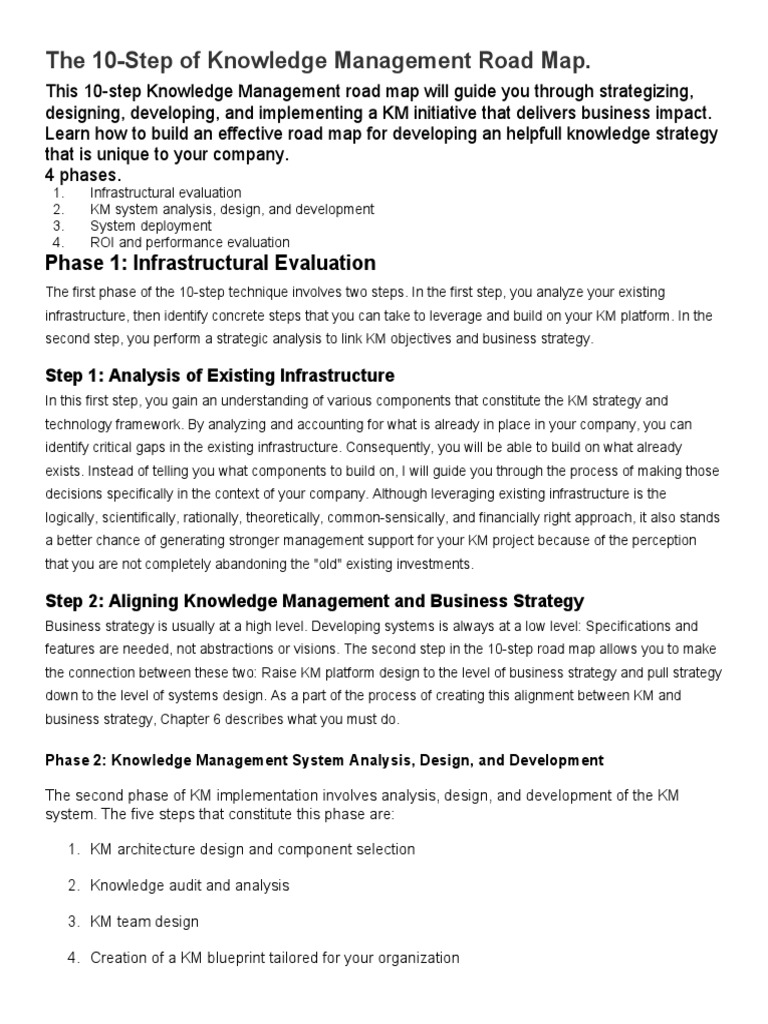 The 10Step of Knowledge Management. PDF Strategic Management System