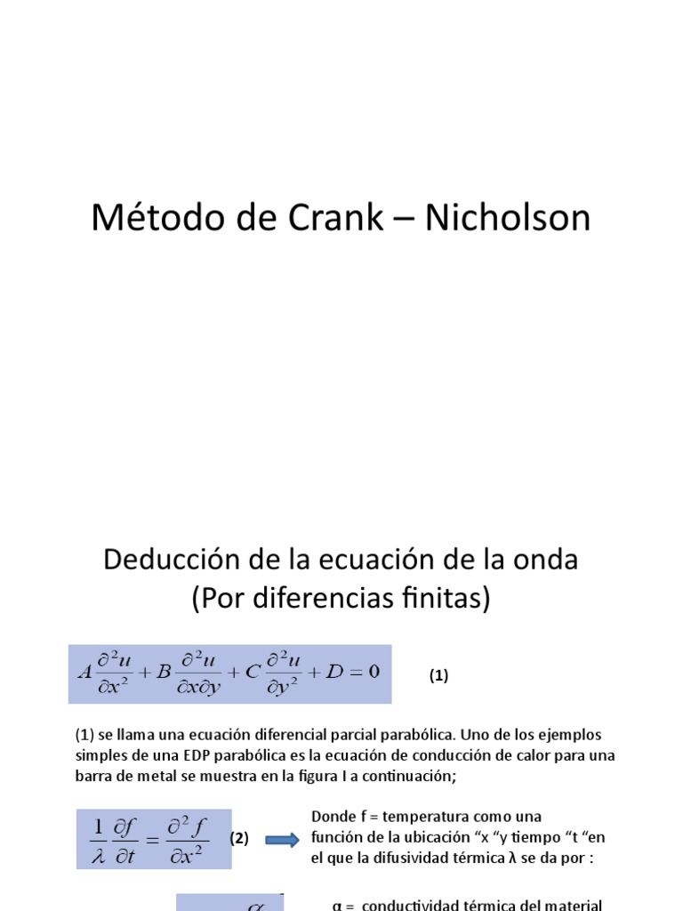 Método de Crank - Nicholson | PDF | Ecuación diferencial parcial ...
