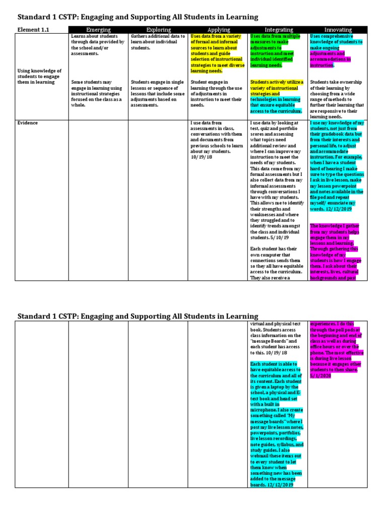 Standard 1 CSTP Engaging and Supporting All Students in Learning PDF
