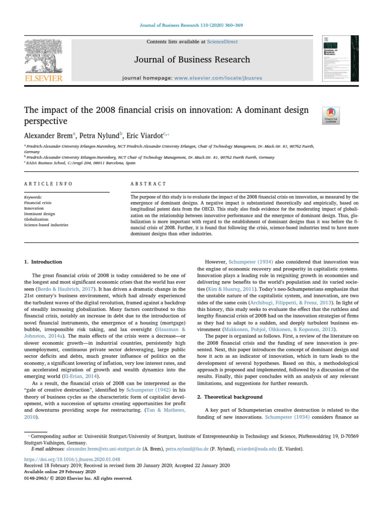 The Impact of The 2008 Financial Crisis On Innovation 10.1016@j.jbusres ...