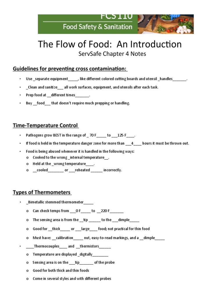 The Flow of Food An Introduction Servsafe Chapter 4 Notes PDF