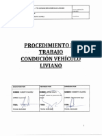 Procedimiento de Trabajo Condución Vehículo Liviano