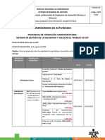 Cronograma Actividades SG SST