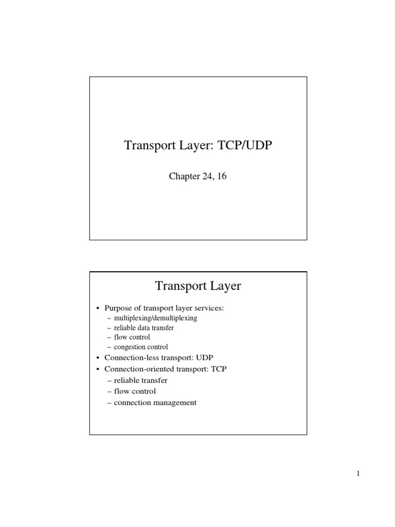 TCP and UDP Transport Layer Overview | PDF | Transmission Control ...