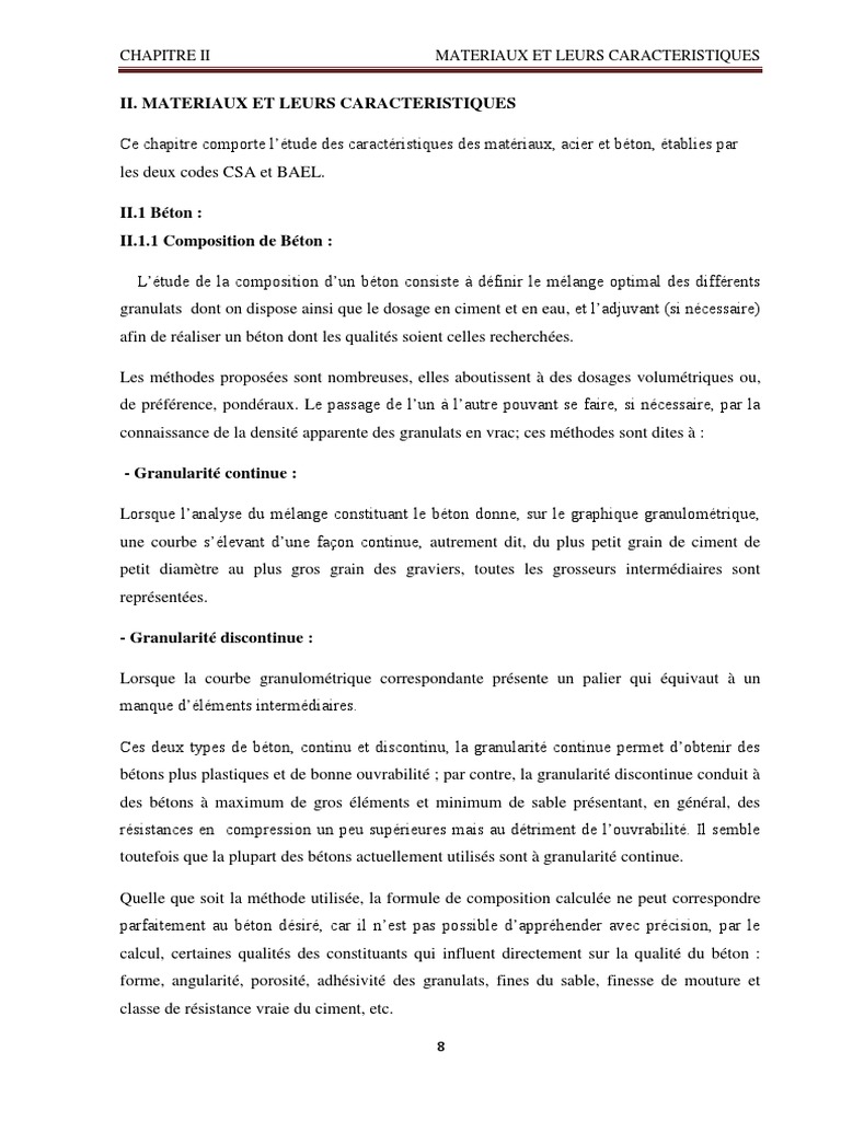 Caractéristiques et Composition du Béton PDF Béton armé Béton — free download