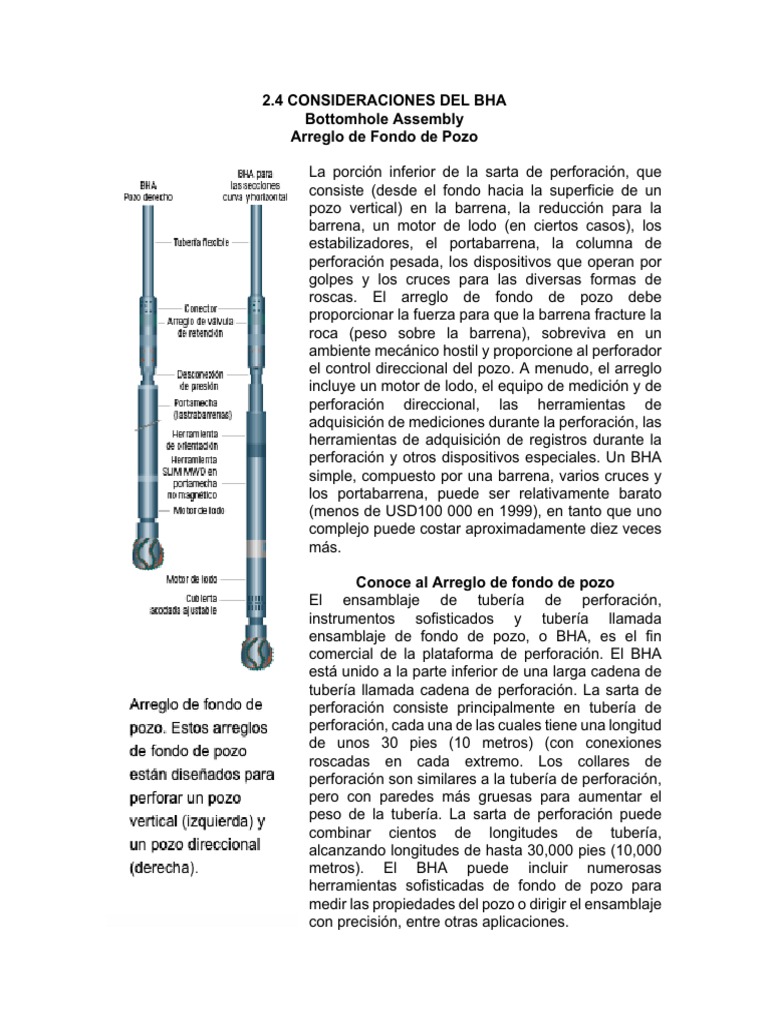 Consideraciones Del BHA PDF | PDF | Acero | Herramientas