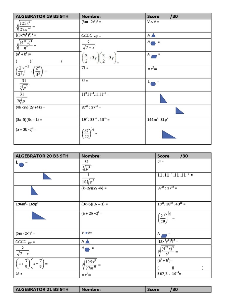 ALGEBRATOR 19 y 20 B3 9TH | PDF