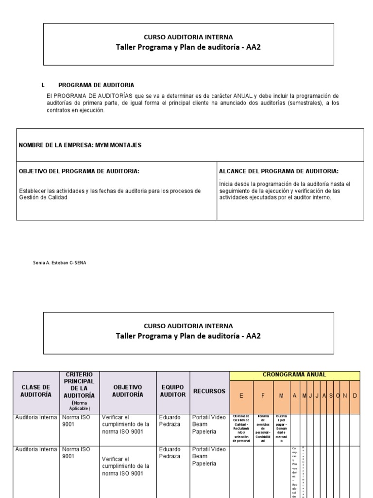 Programa Anual de Auditoría Interna ISO 9001 | PDF | Auditoría | Contralor