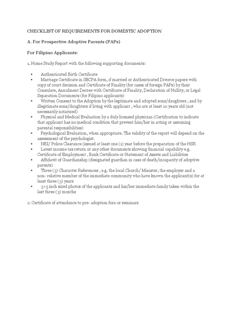 Domestic Adoption Requirements Guide | PDF