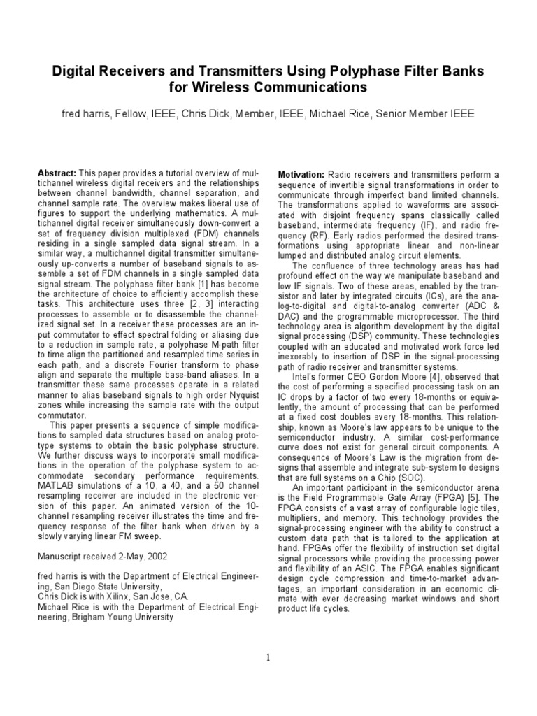 Digital Receivers and Transmitters Using Polyphase Filter Banks For