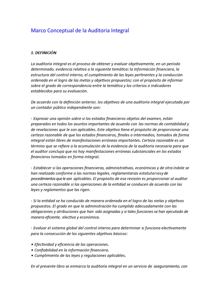 Marco Conceptual de La Auditoria Integral | PDF | Auditoría | Contador