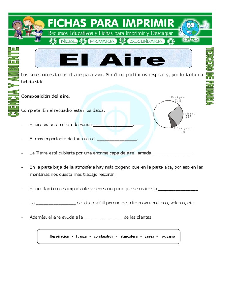 Ficha El Aire para Tercero de Primaria | PDF
