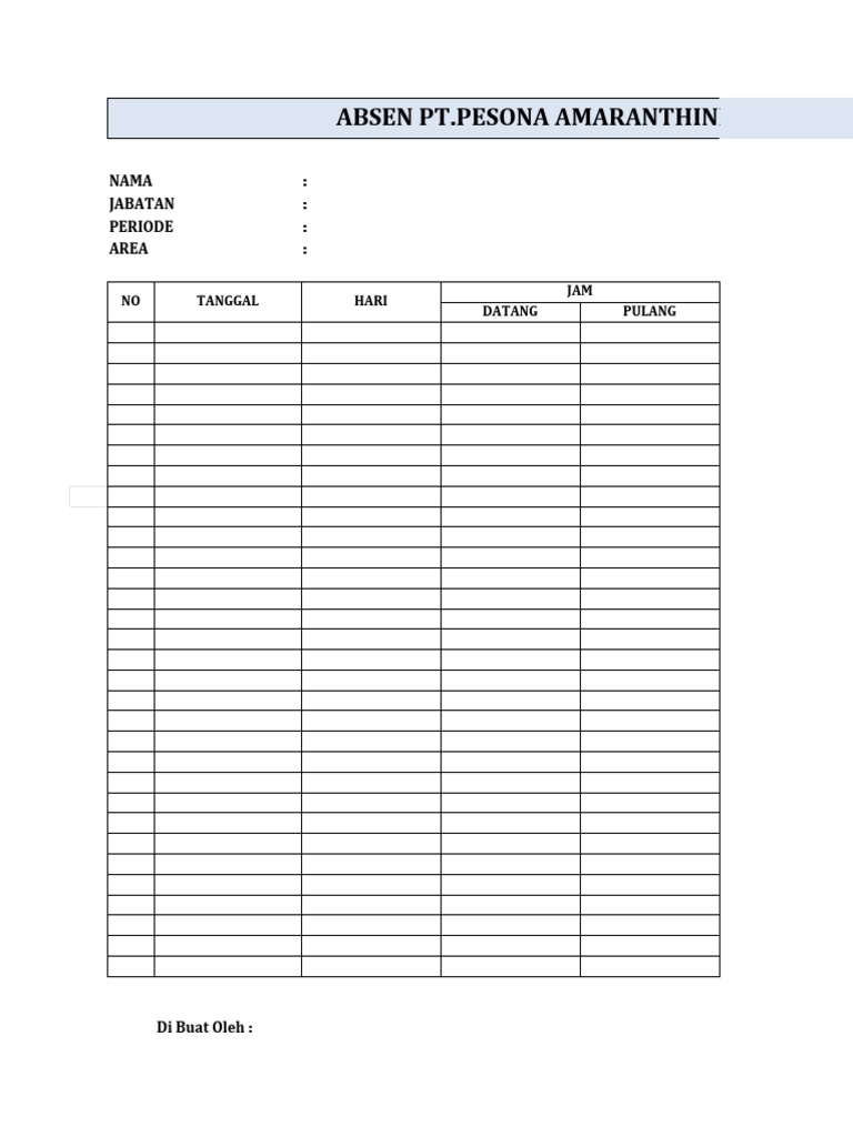 Format Absen | PDF | Teknologi & Rekayasa