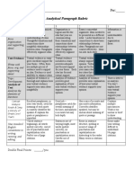 Analytical Paragraph Rubric