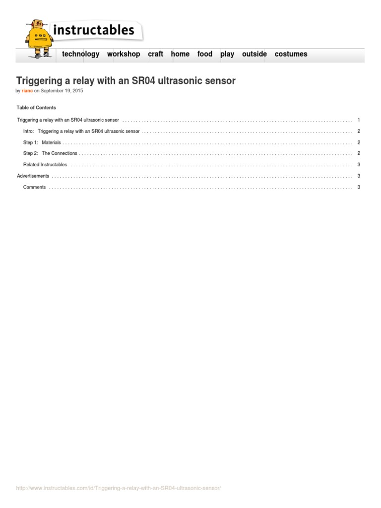 DIY Relay Trigger with SR04 Sensor | PDF | Manufactured Goods ...