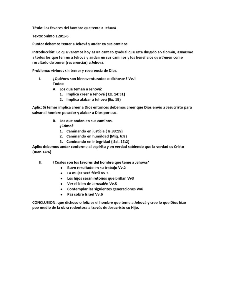 Beneficios de Temer a Jehová | PDF