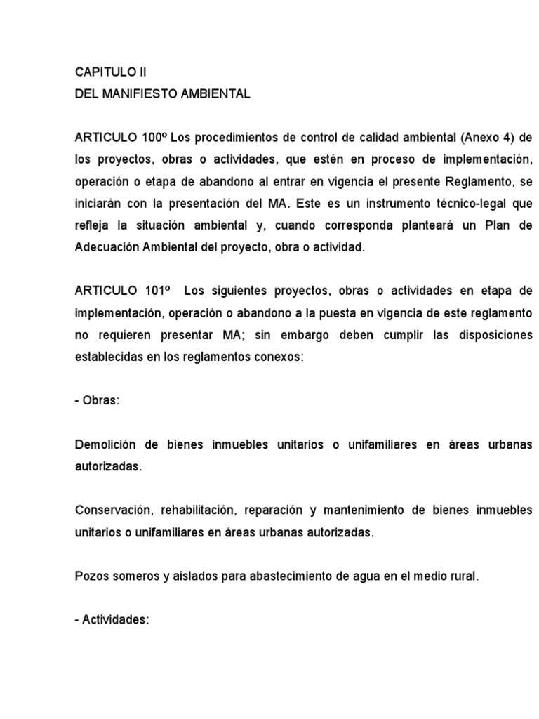 Manifiesto Ambiental | PDF | Evaluación de impacto ambiental | Entorno ...