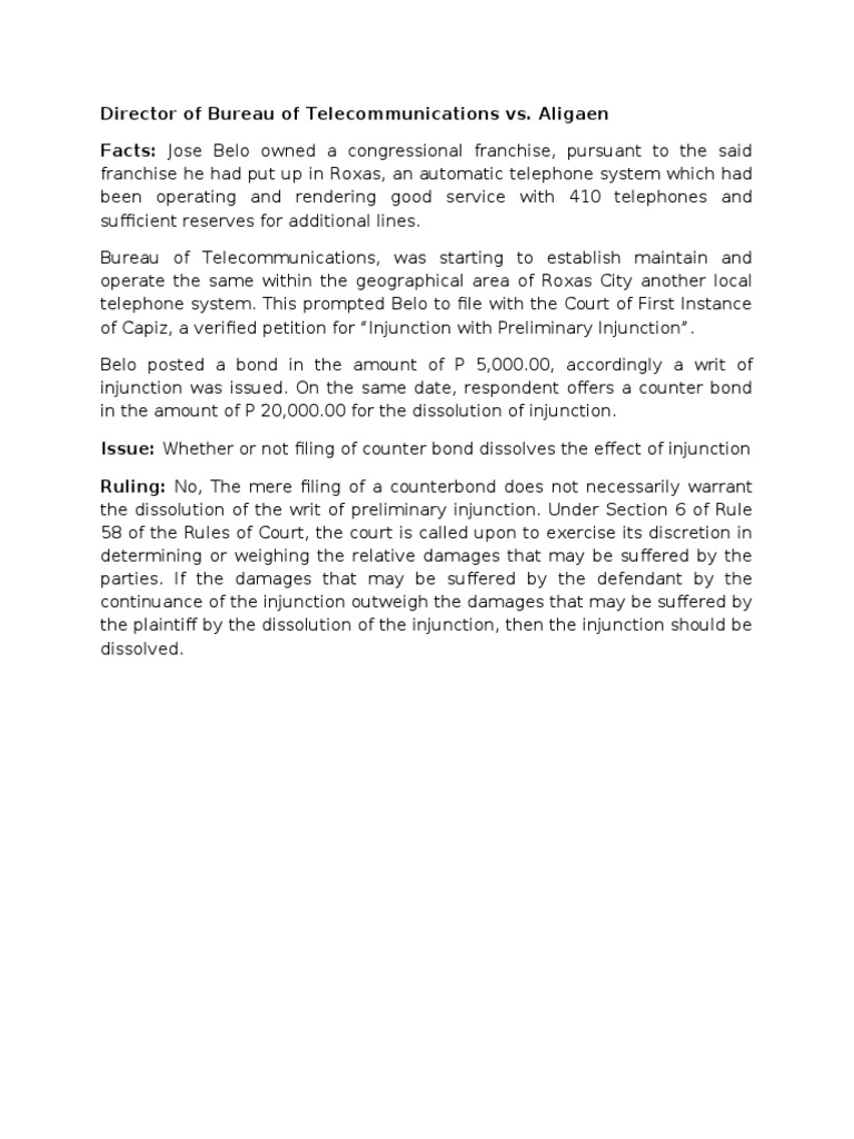 Injunction Dispute: Belo vs. Bureau of Telecommunications | PDF