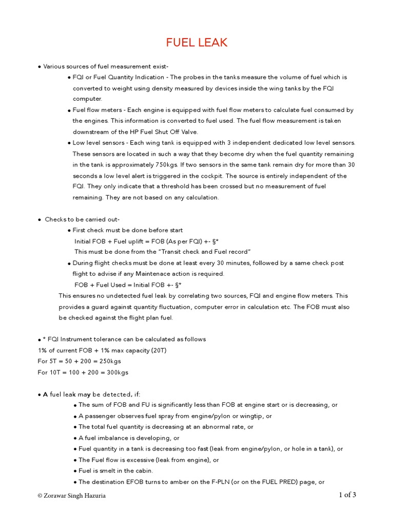 Fuel Leak Notes A320 PDF Flow Measurement Leak