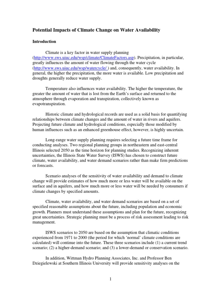 Climate Change Effects on Water Supply | PDF | Climate | Global Warming