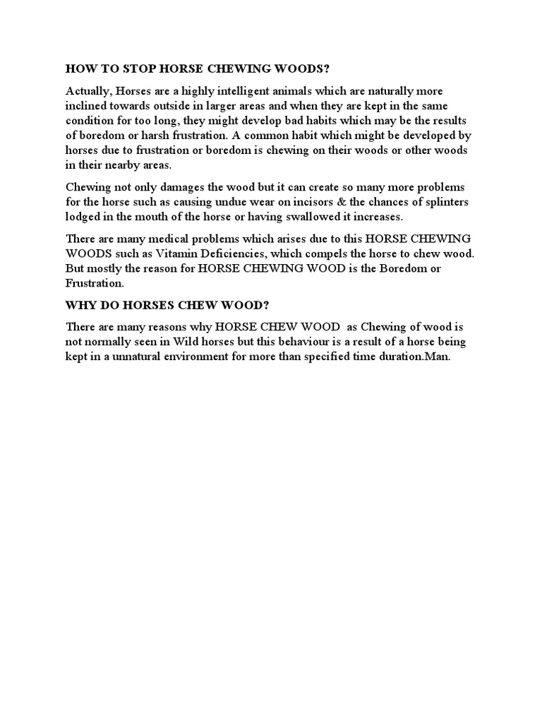 How To Stop Horse Chewing Woods PDF