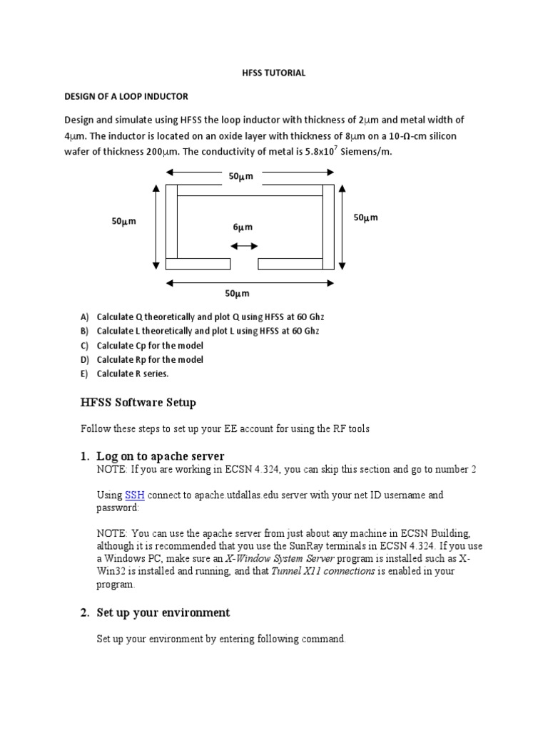 Hfss Tutorial Design of A Loop Inductor | PDF